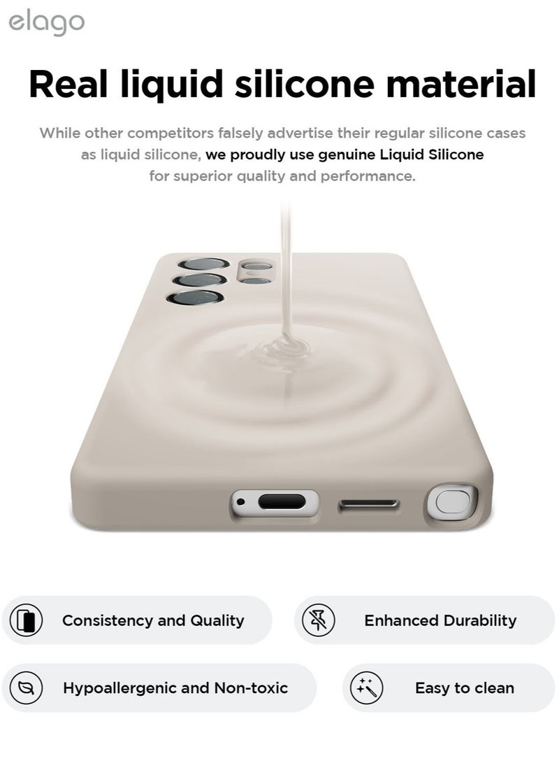 Elago Liquid Silicone for Samsung Galaxy S25 ULTRA Case Cover Full Body Screen Camera Protective, Shockproof, Slim, Anti-Scratch Soft Microfiber Lining - Stone - Image 4