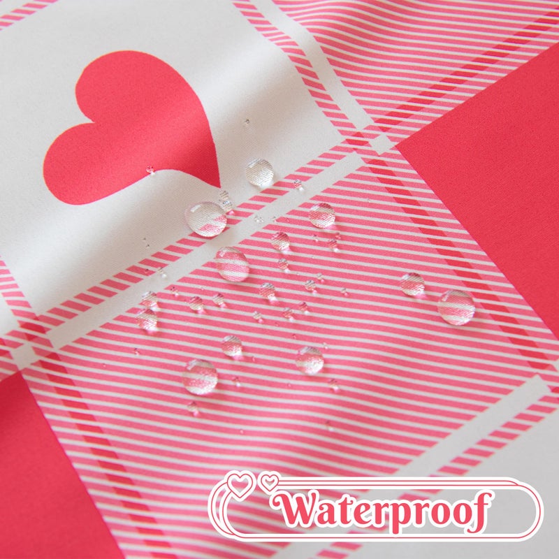 MikiUp Checkered Rectangle Valentine's Day Tablecloth - Waterproof and Washable Love Heart Gingham Table Cloth Decorative Table Cover for Party, Pink 60 x 84 Inch - Image 4