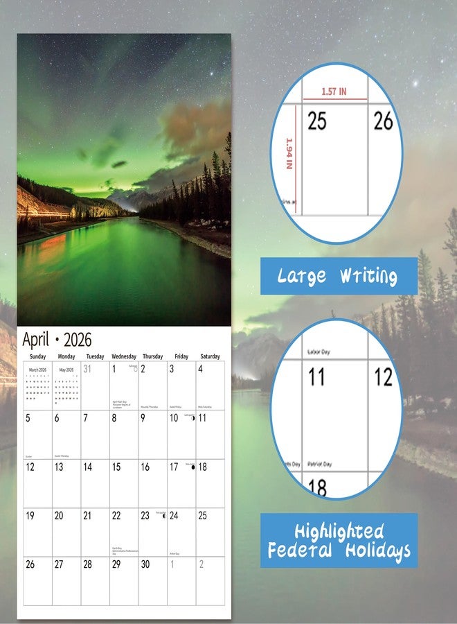 windrio 2026 Wall Calendar,Calendar 2026, November 2025 - December 2026, Wall Calendar Aurora, 12" x 24" Opened,Full Page Months Thick & Sturdy Paper for Gift Perfect Calendar Organizing & Planning - Image 3
