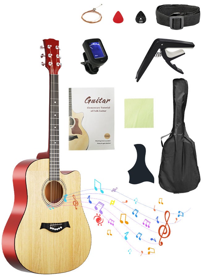 JOUDIYA Acoustic Guitar 38 Inch Classic Guitar for Beginners with Bag, Capo, Tuner, Pick, Strings, Strap, Songbook Portable Wooden Acoustic Guitar, Gift for Kids and Adults - Image 1