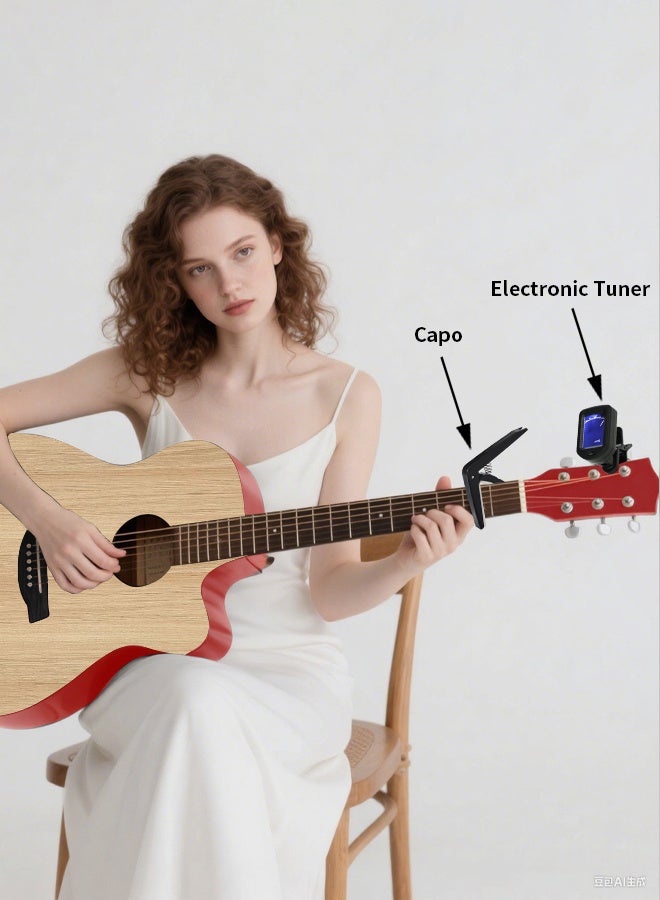JOUDIYA Acoustic Guitar 38 Inch Classic Guitar for Beginners with Bag, Capo, Tuner, Pick, Strings, Strap, Songbook Portable Wooden Acoustic Guitar, Gift for Kids and Adults - Image 5