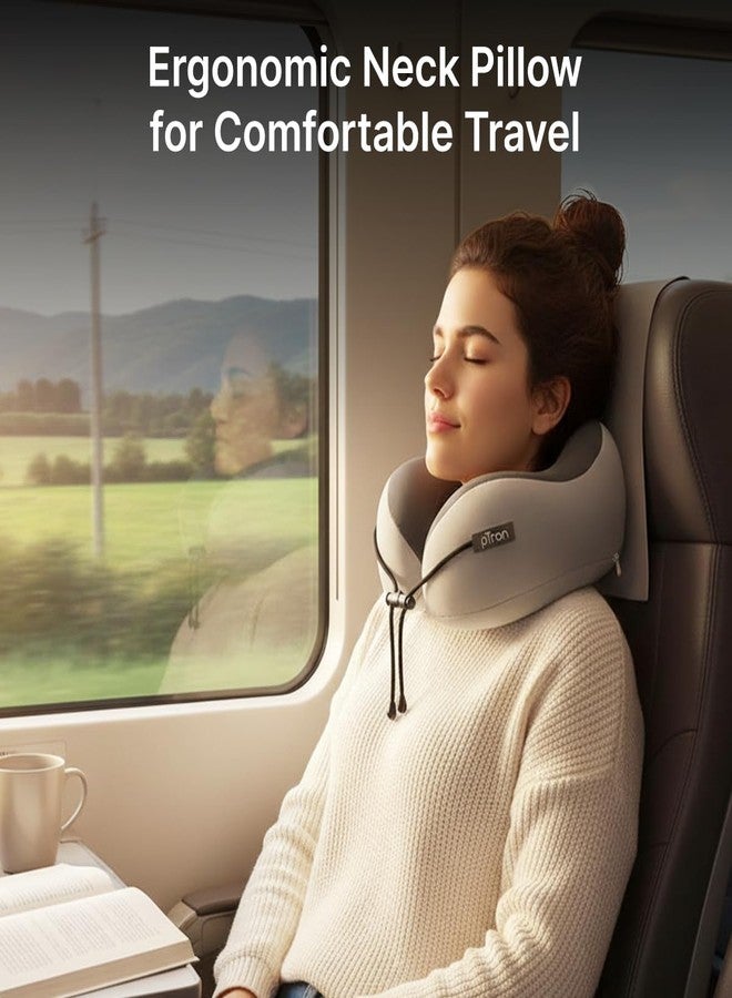 pTron Ergova S4 Travel Neck Pillow, Hi-Per Memory Foam, Lightweight Neck Support Pillow, Ideal for Flight, Car & Travel Comfort, Carry Zip Pouch (Grey) - Image 3