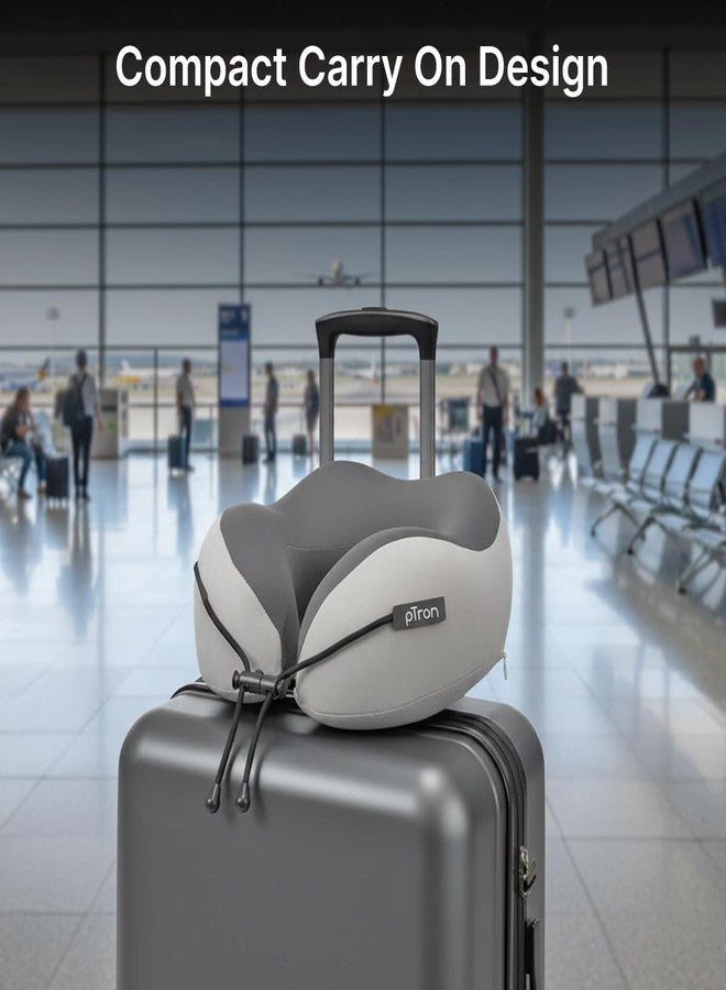 pTron Ergova S4 Travel Neck Pillow, Hi-Per Memory Foam, Lightweight Neck Support Pillow, Ideal for Flight, Car & Travel Comfort, Carry Zip Pouch (Grey) - Image 5