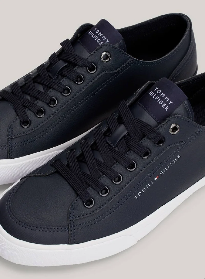 TOMMY HILFIGER Men's Signature Trim Logo Trainers -  Leather mix upper, Blue