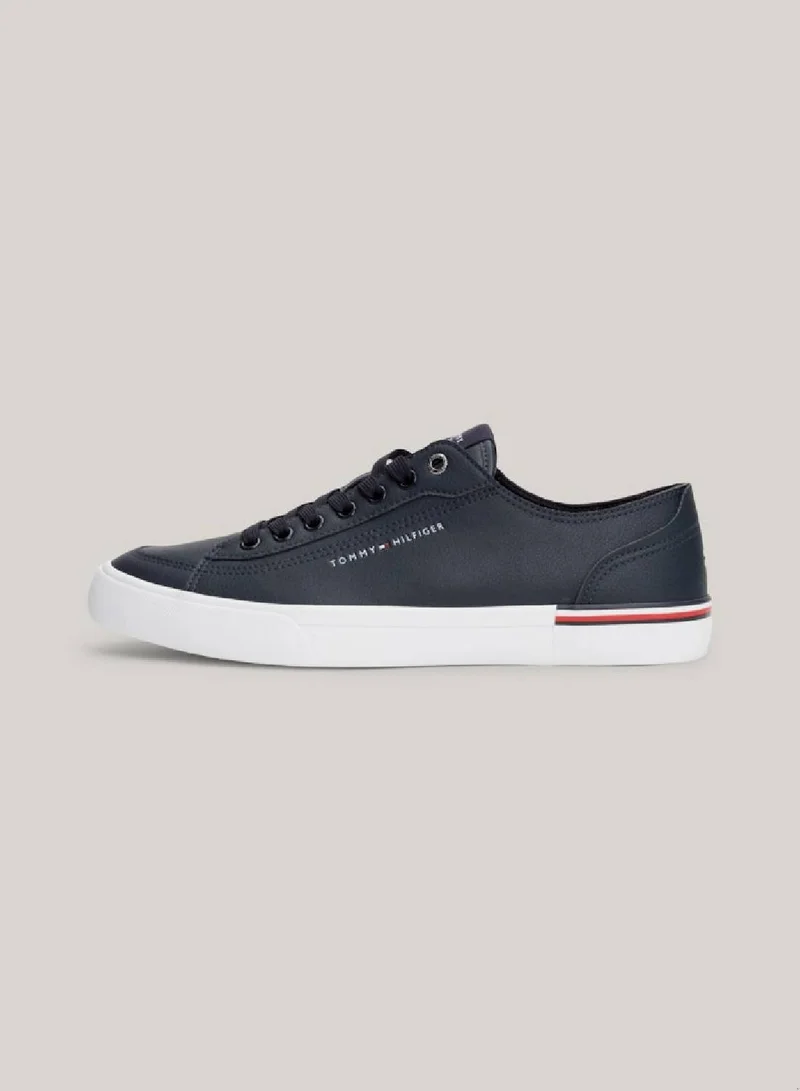 TOMMY HILFIGER Men's Signature Trim Logo Trainers -  Leather mix upper, Blue