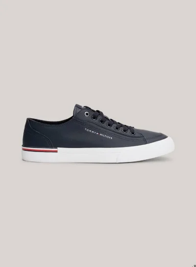 TOMMY HILFIGER Men's Signature Trim Logo Trainers -  Leather mix upper, Blue