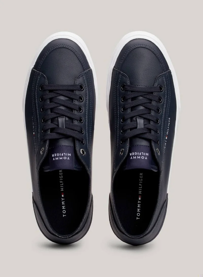 TOMMY HILFIGER Men's Signature Trim Logo Trainers -  Leather mix upper, Blue