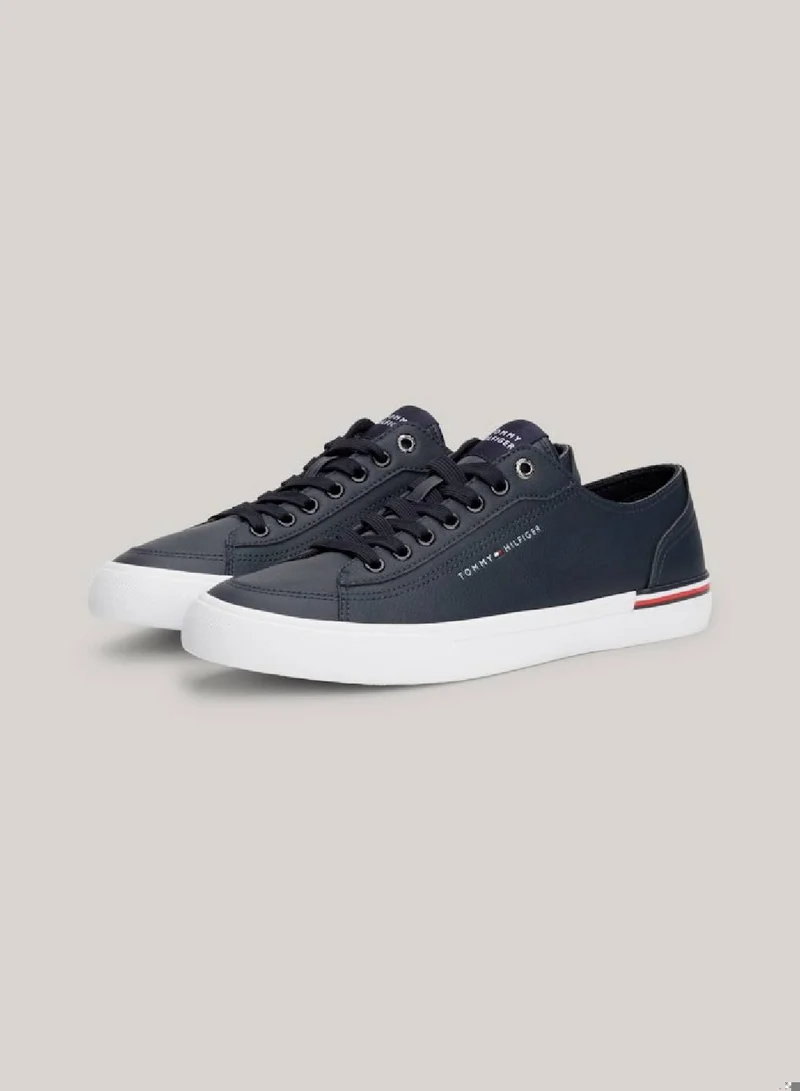 TOMMY HILFIGER Men's Signature Trim Logo Trainers -  Leather mix upper, Blue
