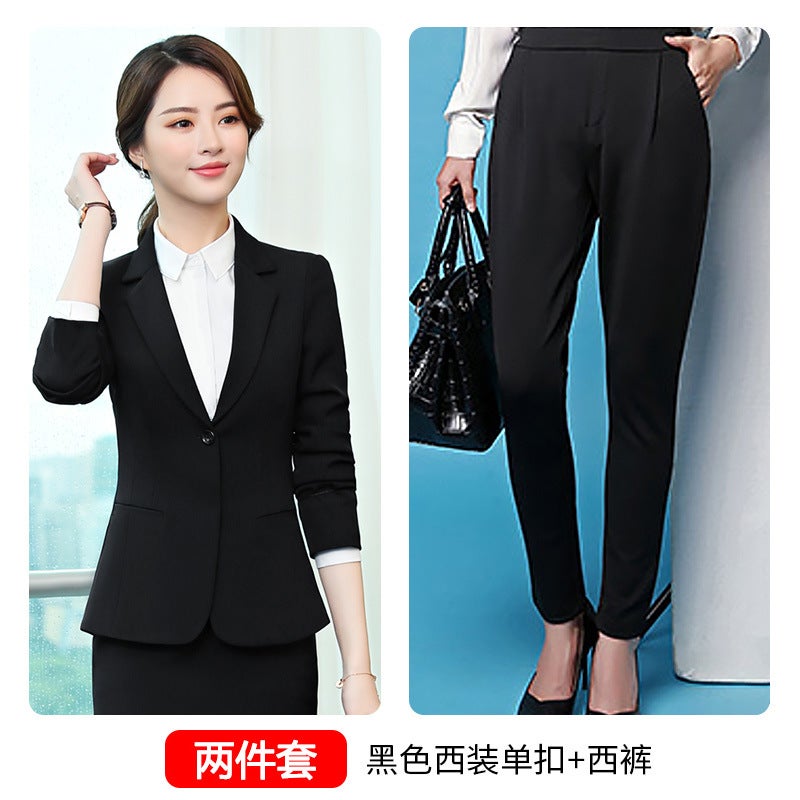 Men'S And Women'S Same Style Business Suit 2021 Long Sleeve Fashionable Elegant Work Clothes Black Casual Commuter Suit - Image 1
