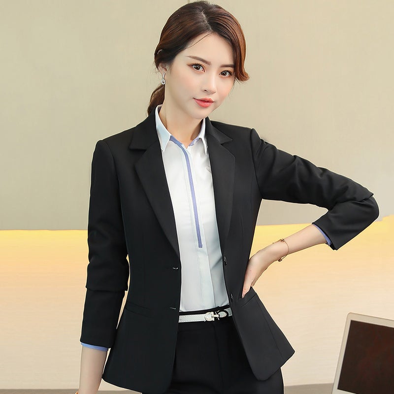 Men'S And Women'S Same Style Business Suit 2021 Long Sleeve Fashionable Elegant Work Clothes Black Casual Commuter Suit - Image 2
