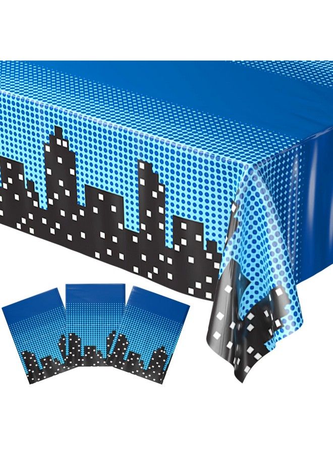Blue Orchards Superhero Cityscape Table Covers (Pack Of 3) 108"X54" Xl Superhero Table Cloth For Parties Birthday Party Supplies Boy Birthday Party Decorations Super Hero Brithday Party - Image 2