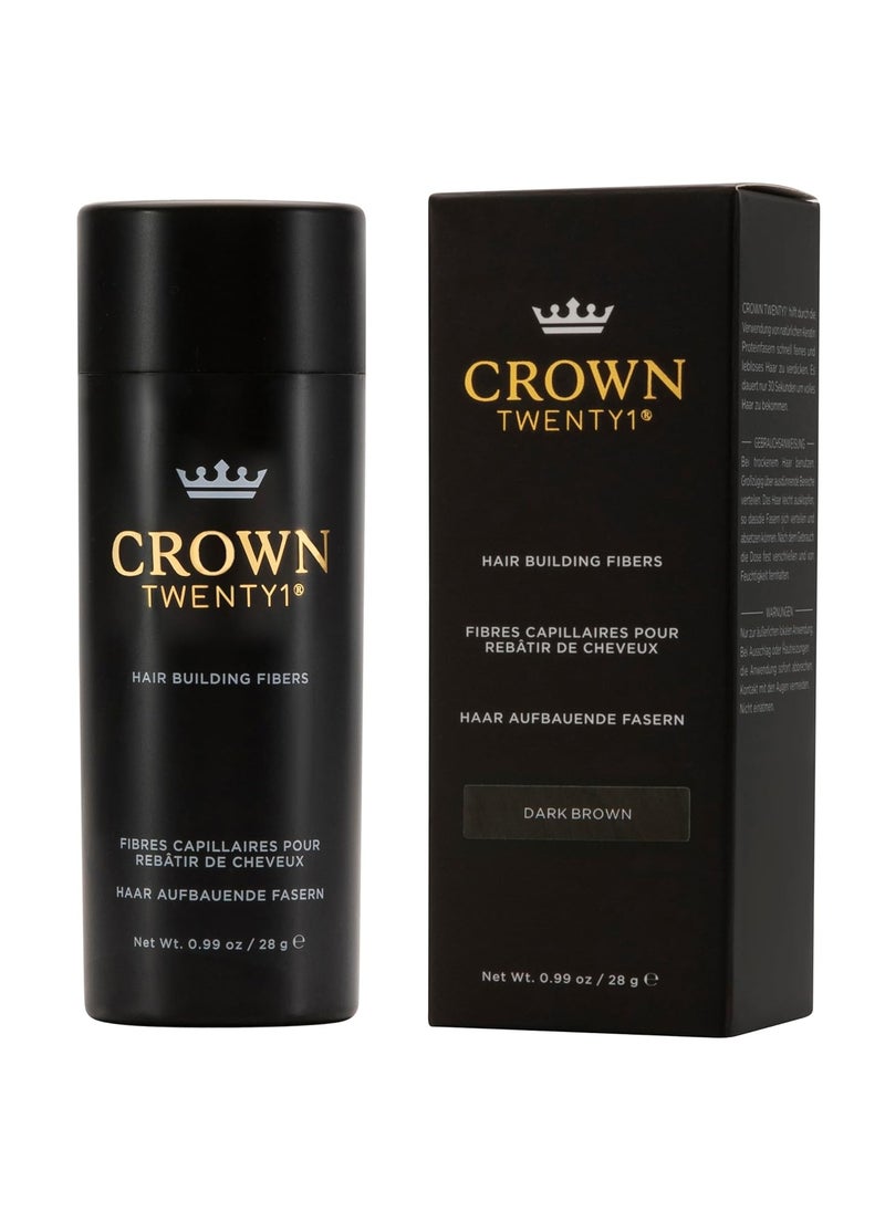 CROWN HAIR FIBERS - CROWN Hair Building Fibers for Fine & Thinning Hair (DARK BROWN) - Instantly Create Thicker Fuller Looking Hair - Best Natural Keratin Hair Loss Concealer - 13 Shades for Men & Women (0.99oz) - Image 1
