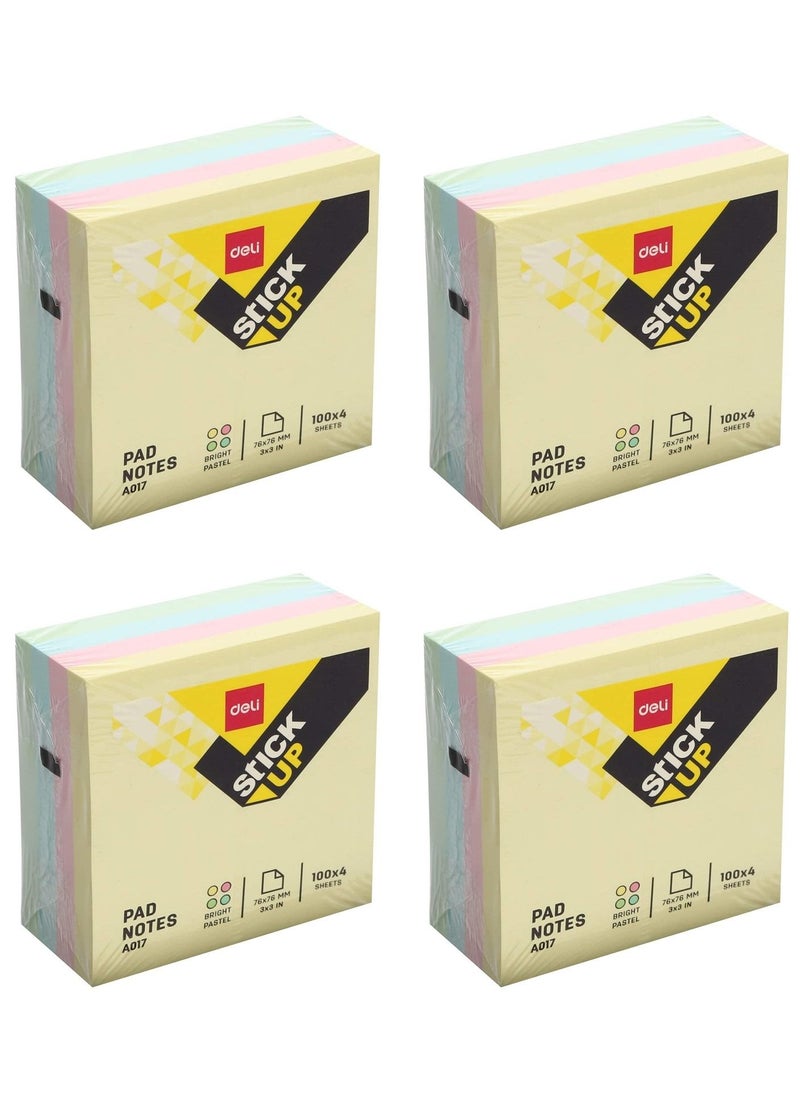 Deli 4-Pack Sticky Notes 3x3 Inch Size Multicolour  - Image 1