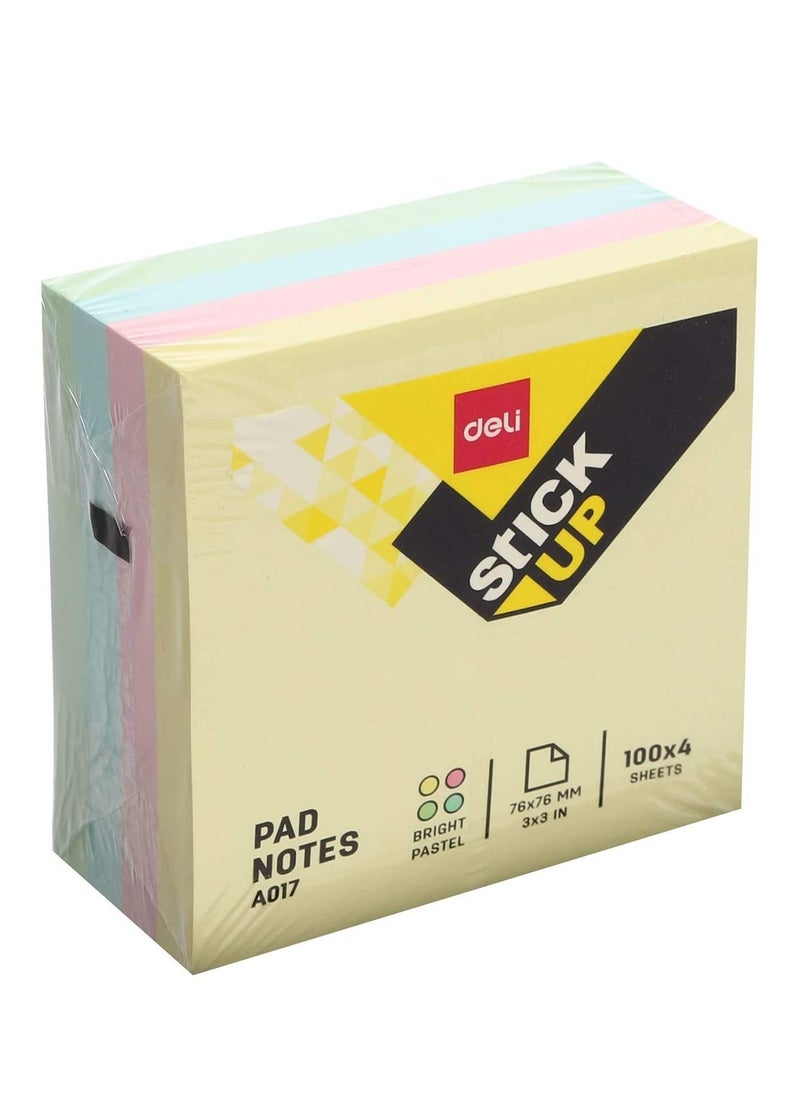 Deli - 4-Pack Sticky Notes 3x3 Inch Size Multicolour - Image 1