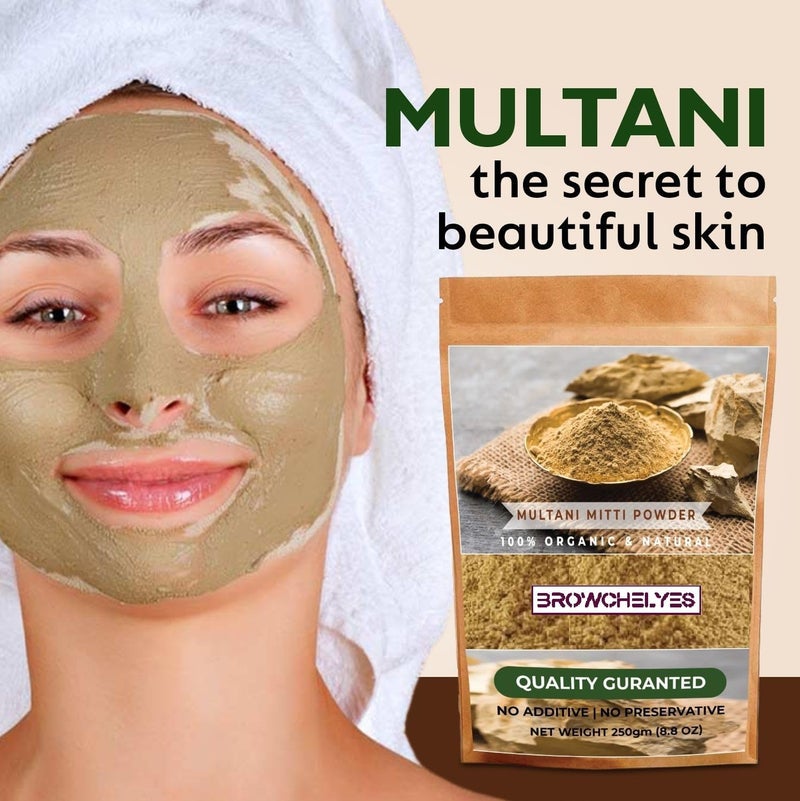 Bio Organic Multani Mitti Powder Natural Fullers Earth for Face Hair Packs Removes Dead Skin Cleanses Pores Reduces Dandruff Scalp Itchiness Soft Glowing Skin Pack of 250Gr - Image 3