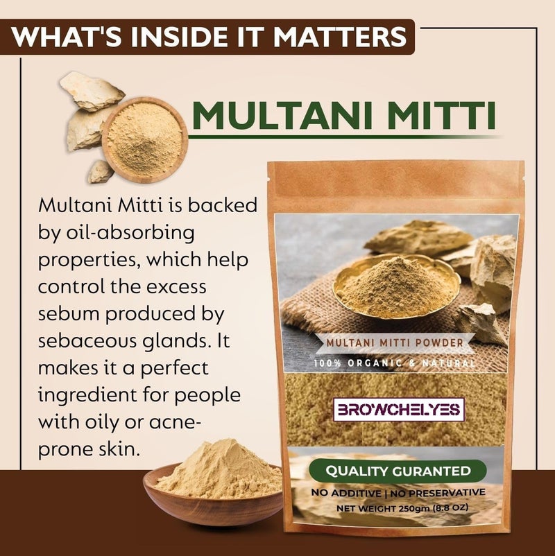 Bio Organic Multani Mitti Powder Natural Fullers Earth for Face Hair Packs Removes Dead Skin Cleanses Pores Reduces Dandruff Scalp Itchiness Soft Glowing Skin Pack of 250Gr - Image 4