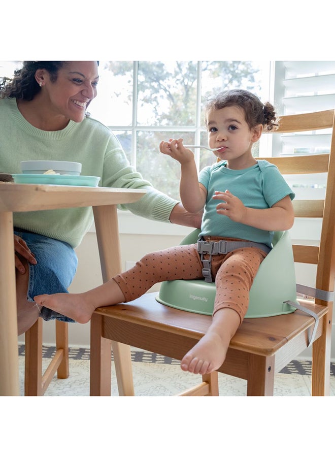ingenuity My Spot Easy-Clean Booster Seat – 3-Point Harness, Washable Straps, Secure Fit on Dining Chairs, Green (6–36 Months) - Image 4