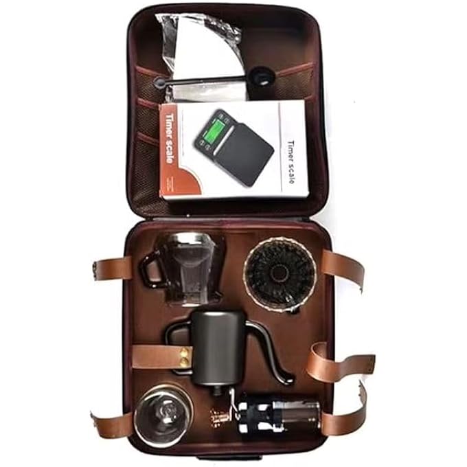 FIPKA Dlc7322 Coffee Maker Set With Adjustable Thickness Layered Extraction Eva Bag Electronic Scale Manual Grinder 600Ml Kettle 600Ml Server 24Cups Dripper 250Ml Mug ThermometerEtc - Image 5