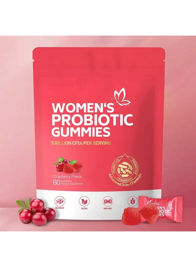 Probiotics حلوى جيلاتينية بروبيوتيكية للنساء – التوت البري + فيتامين C – لدعم صحة المرأة وتوازن درجة الحموضة – لدعم الجهاز الهضمي والجهاز المناعي – 60 حبة - Image 2