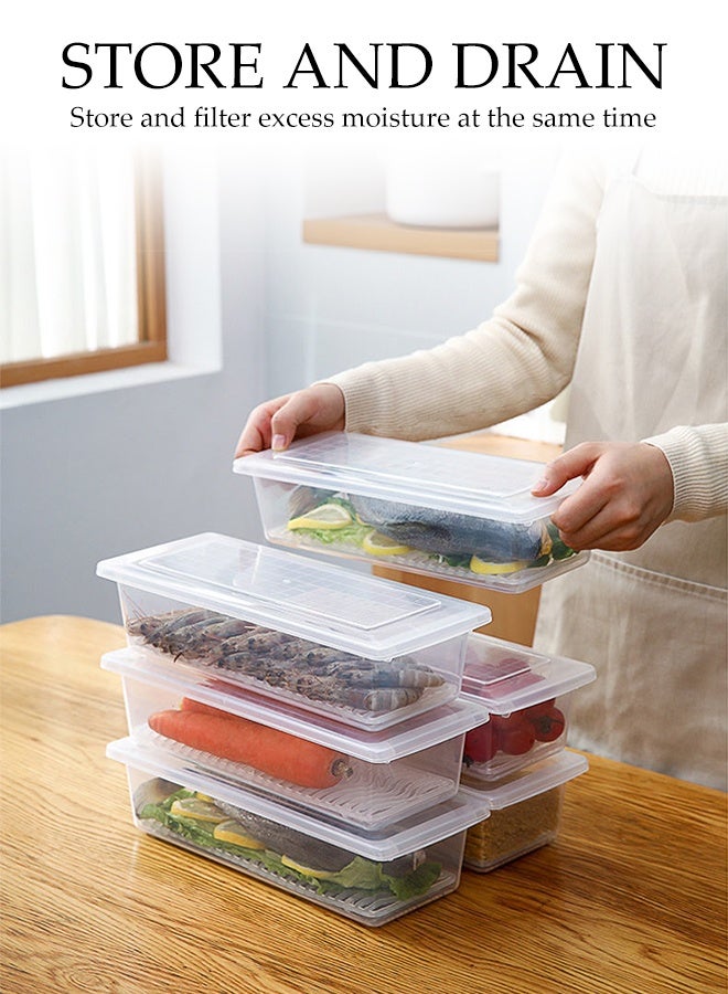 DUNISO 3PCS Plastic Food  Storage Containers , Fridge Storage Box  with Lids and Removable Drain Plate, Safe Crisper for Home ,Office ,Kitchen, Camping, - Image 3