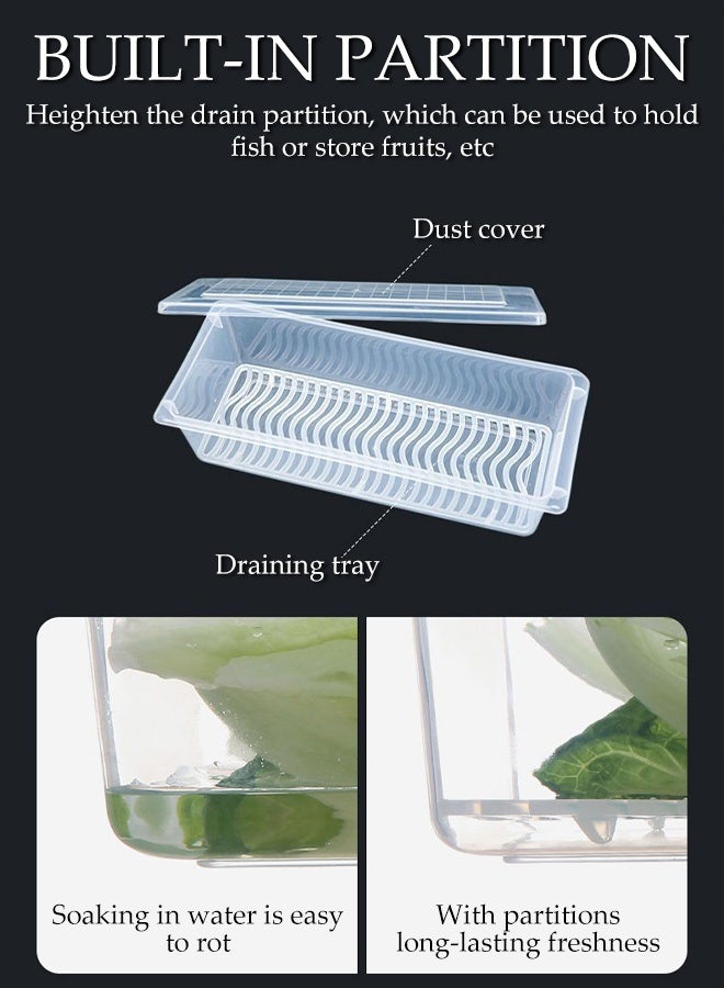 DUNISO 3PCS Plastic Food  Storage Containers , Fridge Storage Box  with Lids and Removable Drain Plate, Safe Crisper for Home ,Office ,Kitchen, Camping, - Image 4