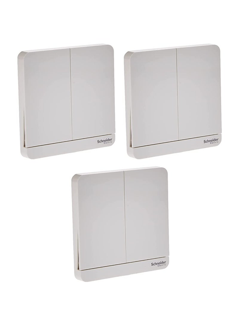 Schneider Electric E8332L2_WE AvatarOn White - 2-way plate switch 2 gang 16AX - Pack of 3
