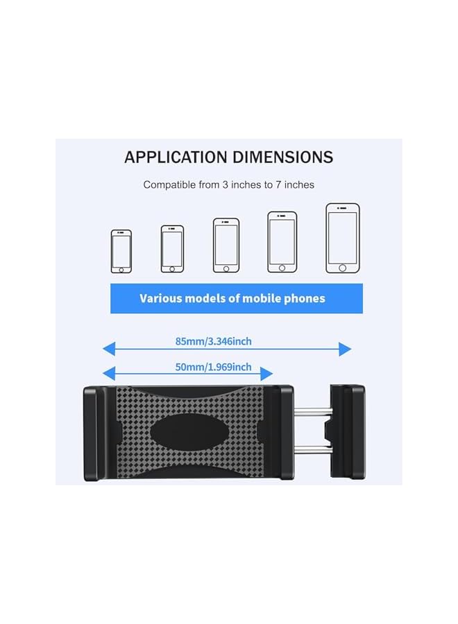 S-TOP Dual Phone Holder for Car, 360 Degree Rotatable Car Phone Holder, with Adjustable Base, Universal Mount for 3 to 7 Inch Size Phones - Image 2