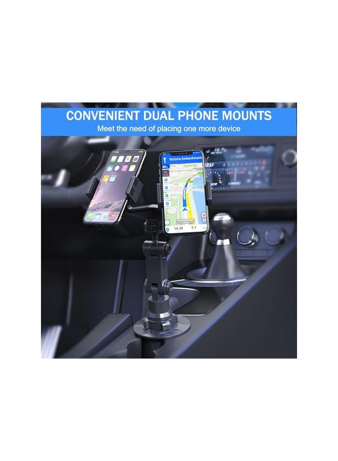 S-TOP Dual Phone Holder for Car, 360 Degree Rotatable Car Phone Holder, with Adjustable Base, Universal Mount for 3 to 7 Inch Size Phones - Image 4