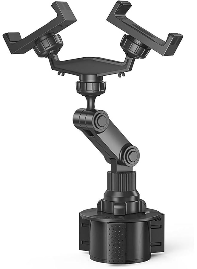 S-TOP Dual Phone Holder for Car, 360 Degree Rotatable Car Phone Holder, with Adjustable Base, Universal Mount for 3 to 7 Inch Size Phones - Image 1