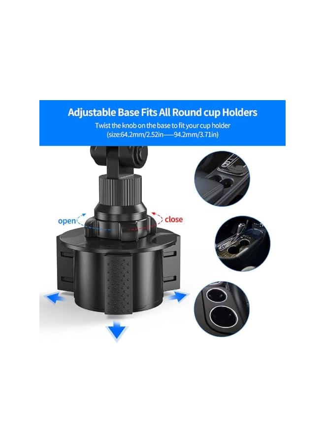 S-TOP Dual Phone Holder for Car, 360 Degree Rotatable Car Phone Holder, with Adjustable Base, Universal Mount for 3 to 7 Inch Size Phones - Image 3