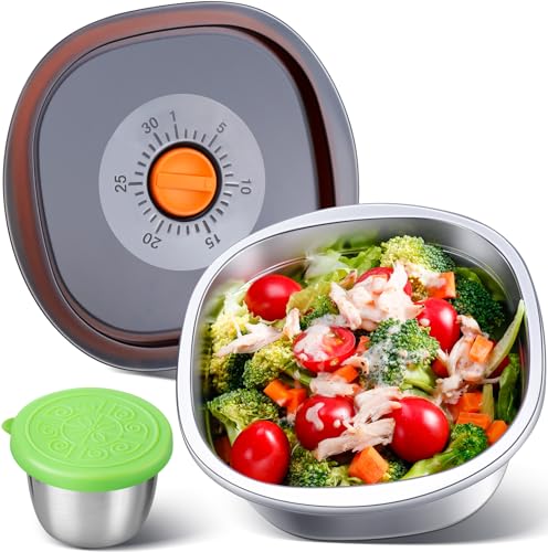 KTKUDY Stainless Steel Salad Bowl with Lid & Dressing Cup - 50 oz Leakproof Salad Container for Meal Prep & Lunch To Go, Dishwasher Safe - Image 1