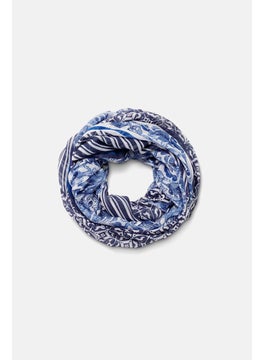 Tchibo Women Loop Scarf 160 x 100 cm, Blue and White  - Image 2