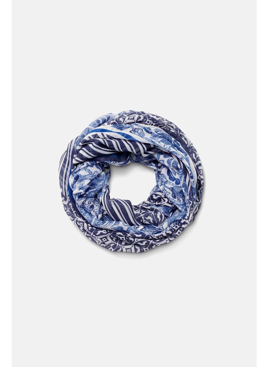 Tchibo - Women Loop Scarf 160 x 100 cm, Blue and White - Image 1