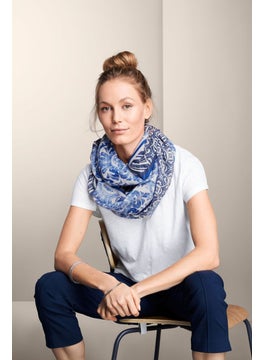 Tchibo Women Loop Scarf 160 x 100 cm, Blue and White  - Image 1