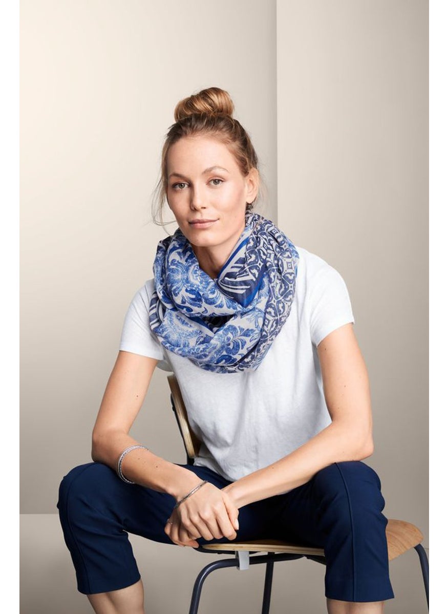 Tchibo - Women Loop Scarf 160 x 100 cm, Blue and White - Image 1