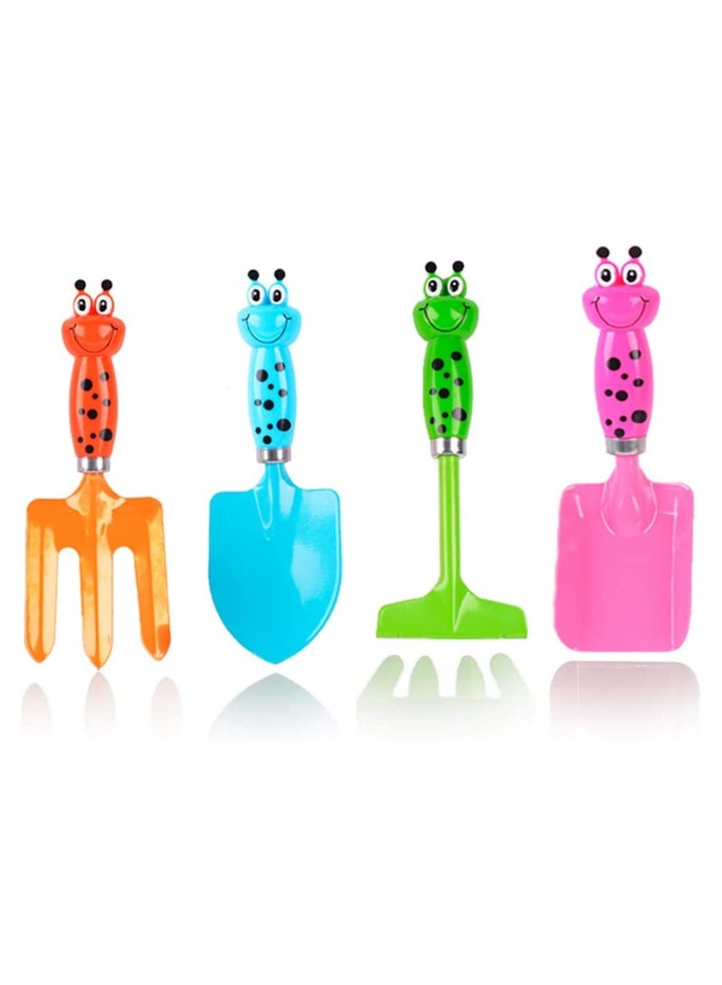 Excefore 4 Pcs Mini Toddler Garden Tools Toy Includes Metal Shovel Trowel Children Beach Sandbox Toy for Soil Planting Digging Transplanting - Image 1