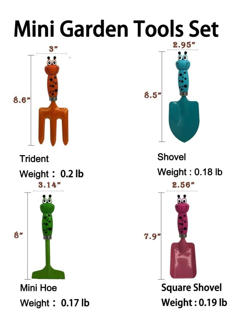 Excefore 4 Pcs Mini Toddler Garden Tools Toy Includes Metal Shovel Trowel Children Beach Sandbox Toy for Soil Planting Digging Transplanting - Image 5