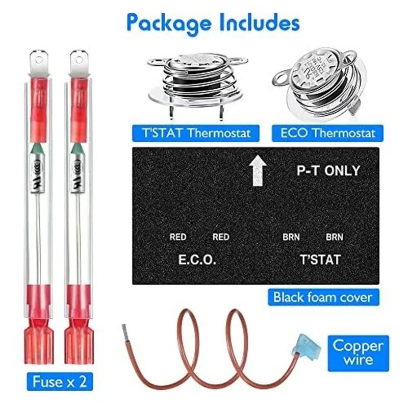 Water Heater Thermal Cutoff Kit: 1 T'STAT Assembly, 1 ECO Assembly, Copper Wire, 2 Fuses - Safe Heating With Overheating Prevention, Easy Installation For RV And Electric Water Heater Replacement - Image 4