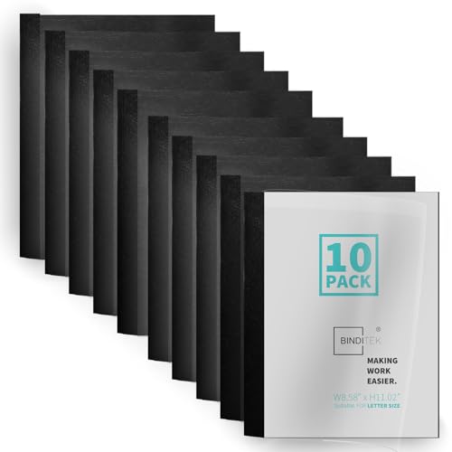 Binditek 10 Pack Thermal Binding Presentation Covers, 1/16 Inch Spine, Holds 15 Sheets, Ultra Clear Front Cover, Black Paper Back Cover, Letter Size, for Students and Coworkers - Image 2