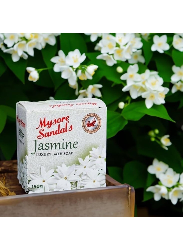 مايسور صندل صابون "مايسور صندل" (Mysore Sandal) الفاخر للاستحمام برائحة الياسمين - عبوة من 4 قطع (150 جم) - Image 3