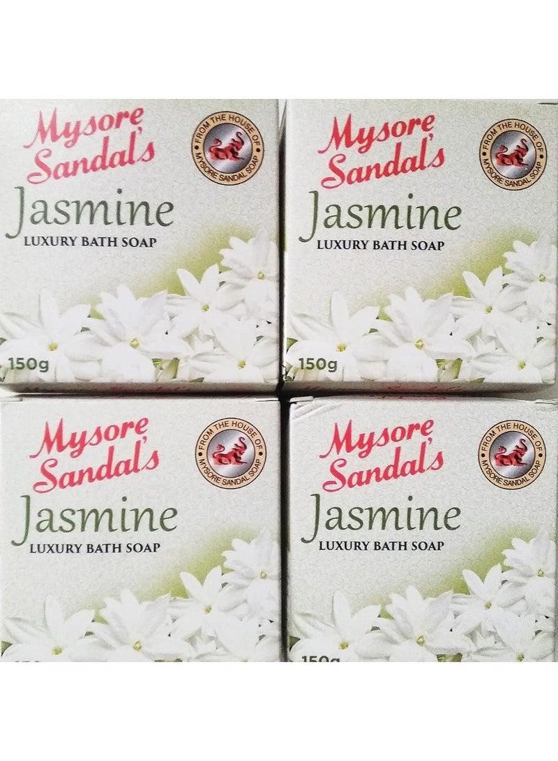 مايسور صندل صابون "مايسور صندل" (Mysore Sandal) الفاخر للاستحمام برائحة الياسمين - عبوة من 4 قطع (150 جم) - Image 1