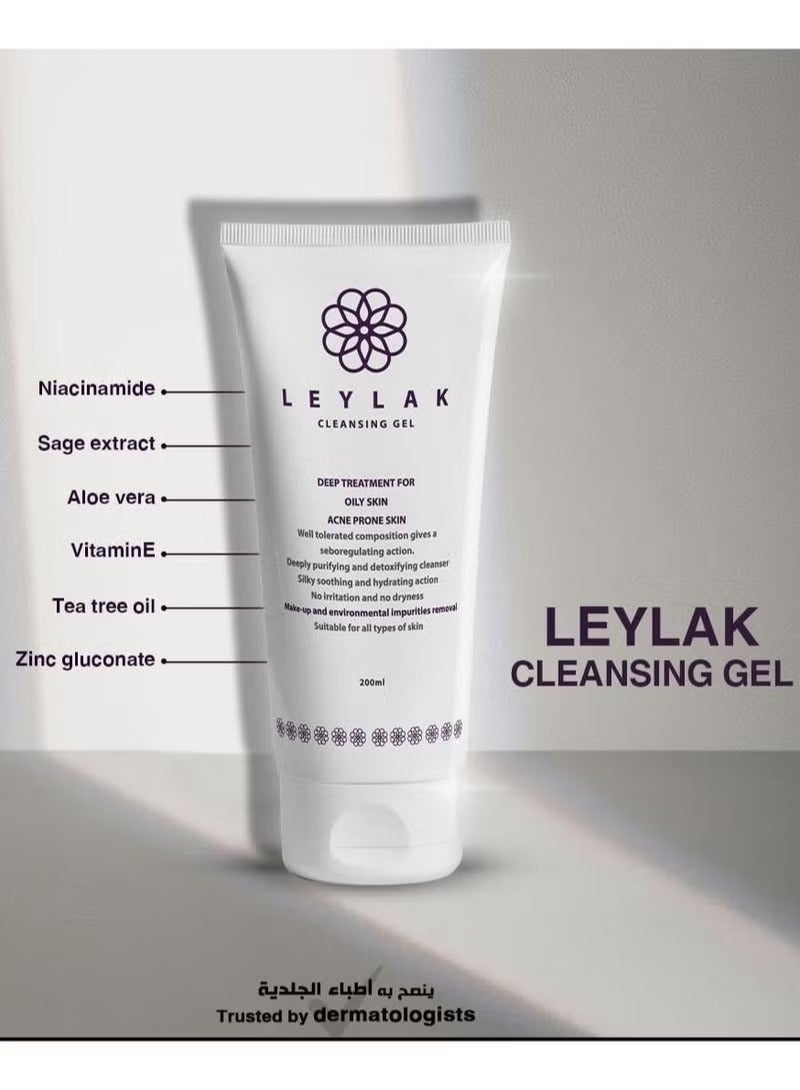 leylak Cleansing Gel Deep Treatment For Acne Prone Skin 200Ml - Image 2