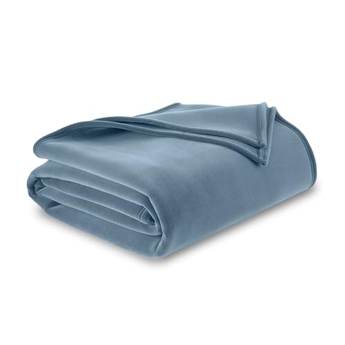 Vellux 1B07056 Original Insulating Core Hotel Style Solid blanket Machine Washable Soft Cozy Warm Thermal Durable Pet Friendly All Seasons Layering Bed Sofa Blankets, Twin, Blue - Image 1
