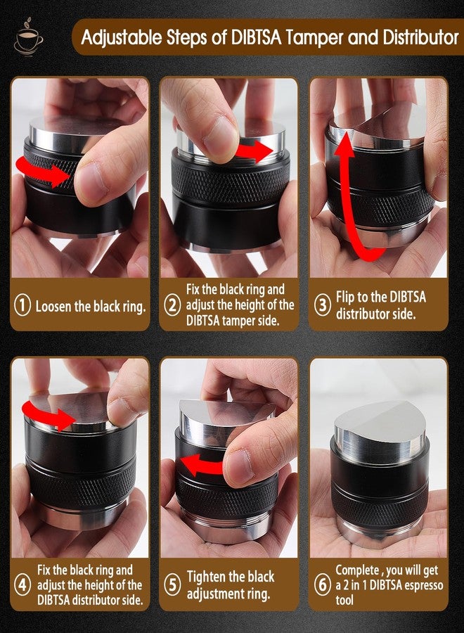 DIBTSA 58mm Espresso Distributor and Tamper, Dual Head Coffee Leveler, Adjustable Depth, Stainless Steel Espresso Distribution Tool for 58mm Portafilter (Black) - Image 2