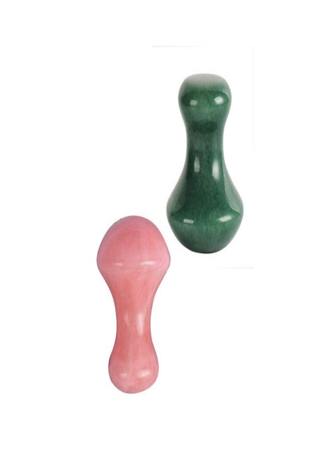 KANHA HANDICRAFT's gua Sha Tool (Rose Quartz + Green Stone) (Mushroom), Natural Healing Stone gua sha Tool, Set of 2 for Facial Skincare and Body. Size = 2-2.5 inches - Image 2