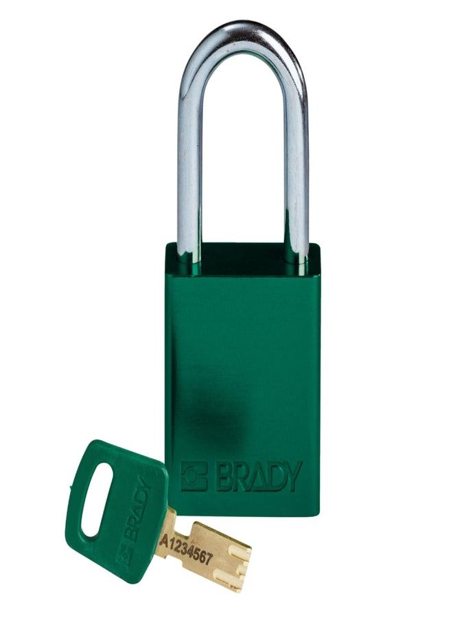 Brady SafeKey Lockout Padlock Aluminum Green 1.5" Steel Shkl Keyed Different - Image 1