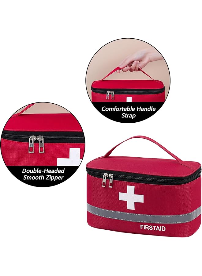 Generic First Aid Empty Kit Medical Kits Survival Trauma Bag for Emergency Travel Hiking Home Office Car Boat Outdoor Sports Camping Portable Rescue Zipper Pouch (Red) - Image 4