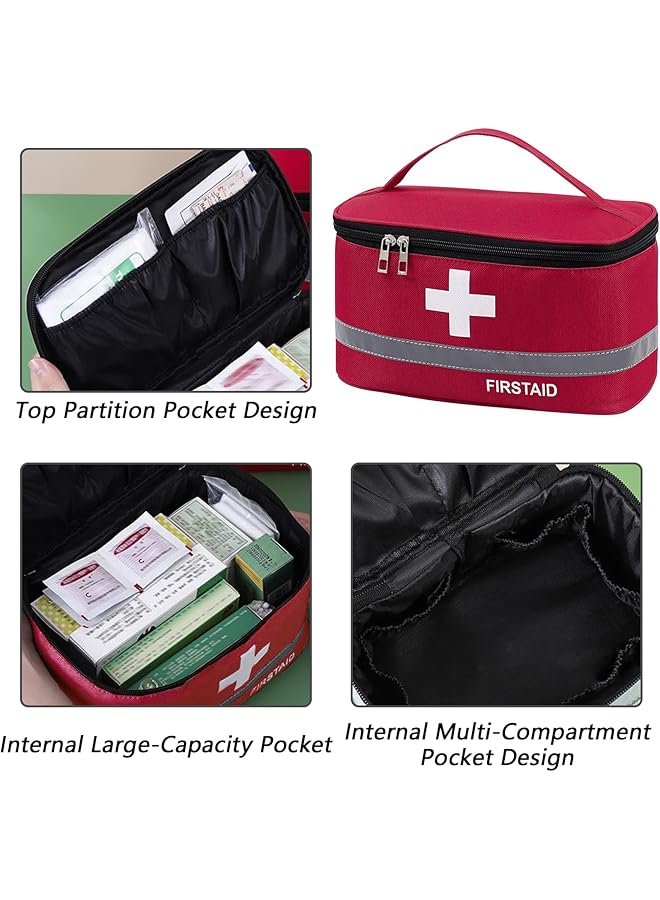 Generic First Aid Empty Kit Medical Kits Survival Trauma Bag for Emergency Travel Hiking Home Office Car Boat Outdoor Sports Camping Portable Rescue Zipper Pouch (Red) - Image 3