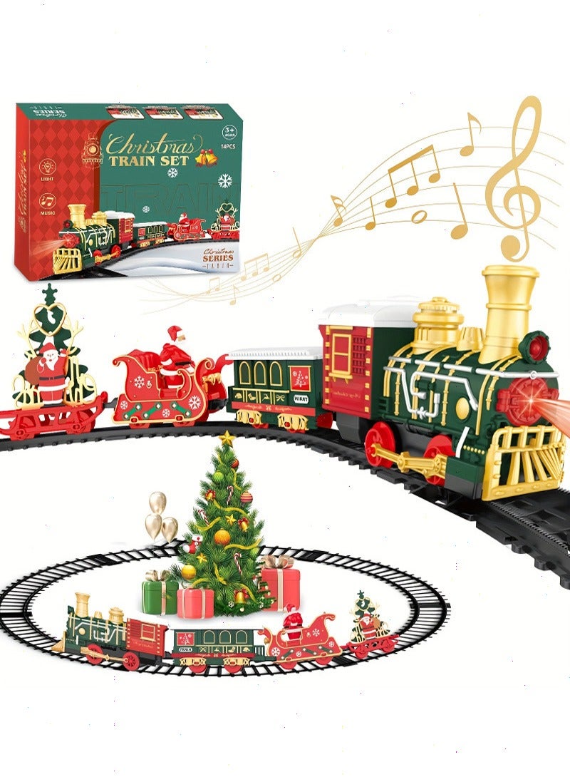 يواوليتي هدايا عيد الميلاد ألعاب القطار الكهربائي للأطفال ، مجموعة قطار تعمل بالبطارية مع أضواء ، صوت ، محرك قاطرة ، سيارات ومسارات ، مجموعة قطار لعبة كلاسيكية للأطفال - Image 1