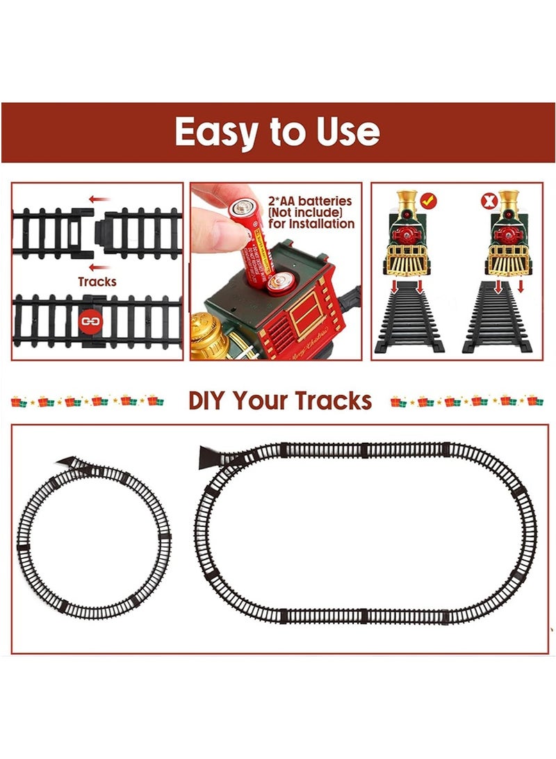 يواوليتي هدايا عيد الميلاد ألعاب القطار الكهربائي للأطفال ، مجموعة قطار تعمل بالبطارية مع أضواء ، صوت ، محرك قاطرة ، سيارات ومسارات ، مجموعة قطار لعبة كلاسيكية للأطفال - Image 4